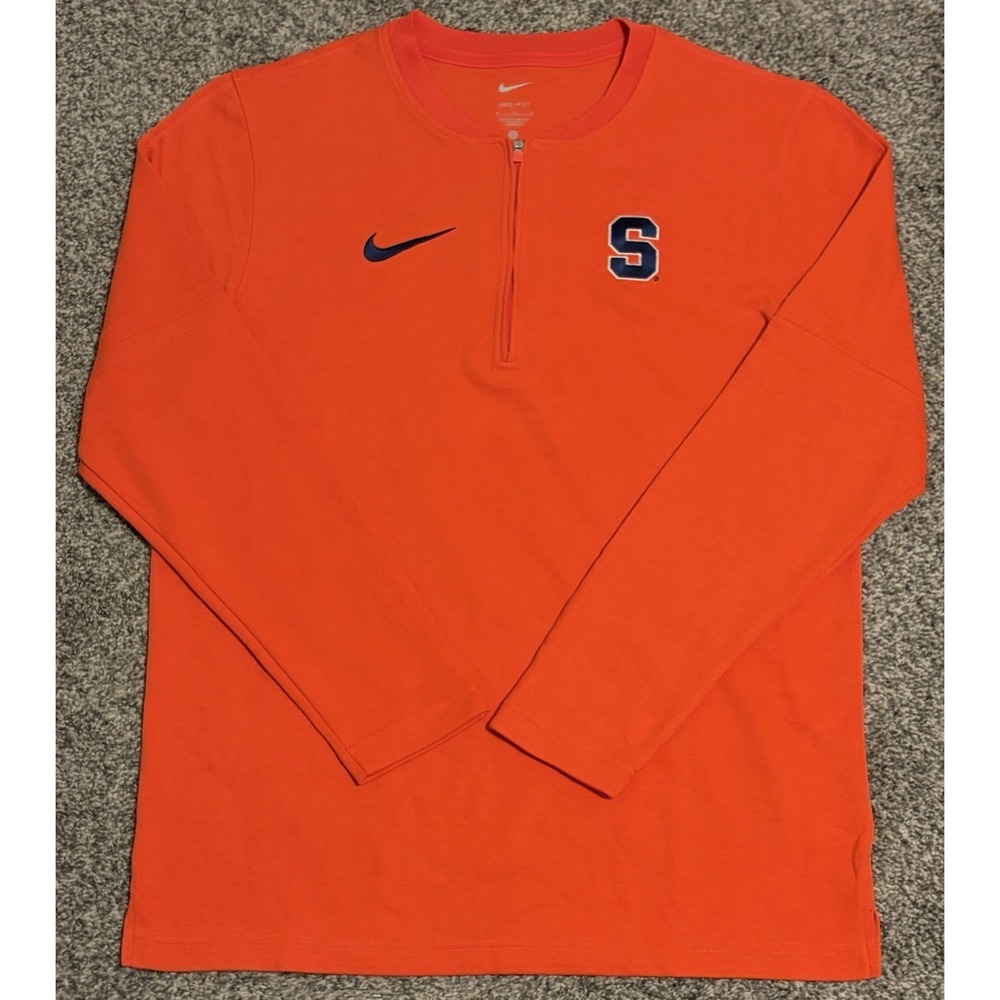 Syracuse Orange Sweater Nike Dri Fit Men Medium Orange 1/4 Zip Pullover NCAA EUC